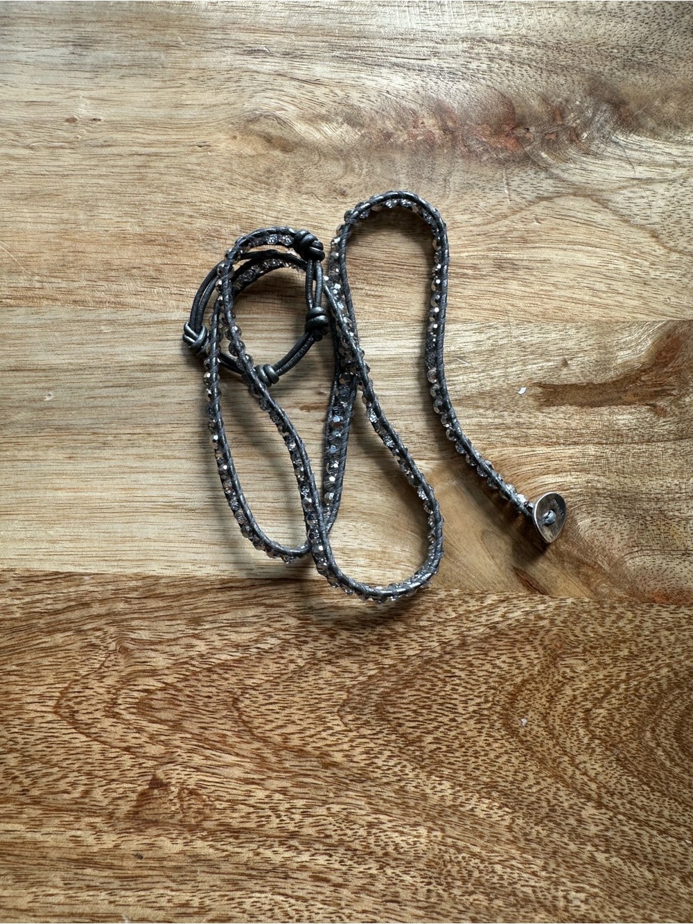 Chan Luu Gray with silver beads Wrap Bracelet